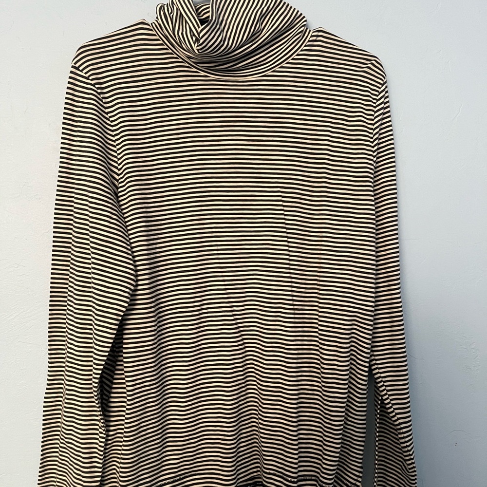 Madewell, black and white striped turtleneck shirt. Size large.